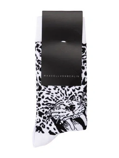 Pre-owned Marcell Von Berlin Printed Knit Socks W/tags In White