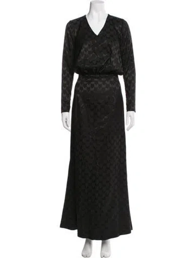 Pre-owned Marcell Von Berlin Printed Long Dress In Black