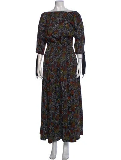Pre-owned Marcell Von Berlin Printed Long Dress In Black