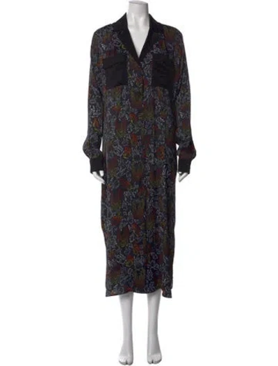 Pre-owned Marcell Von Berlin Printed Long Dress In Black
