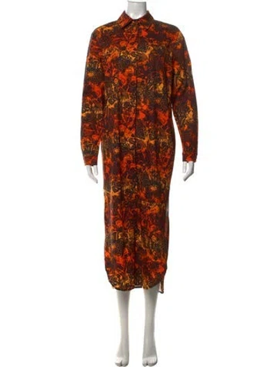 Pre-owned Marcell Von Berlin Printed Long Dress In Orange