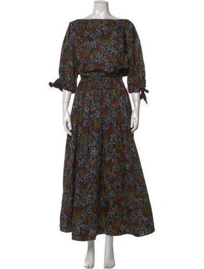 Pre-owned Marcell Von Berlin Printed Long Dress W/ Tags In Black