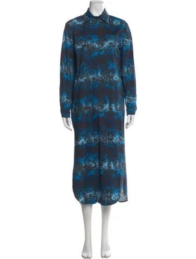 Pre-owned Marcell Von Berlin Printed Long Dress W/ Tags In Blue