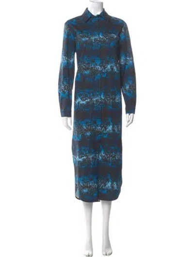 Pre-owned Marcell Von Berlin Printed Long Dress W/ Tags In Blue