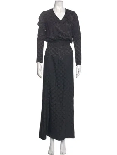 Pre-owned Marcell Von Berlin Printed Long Dress W/ Tags In Gray