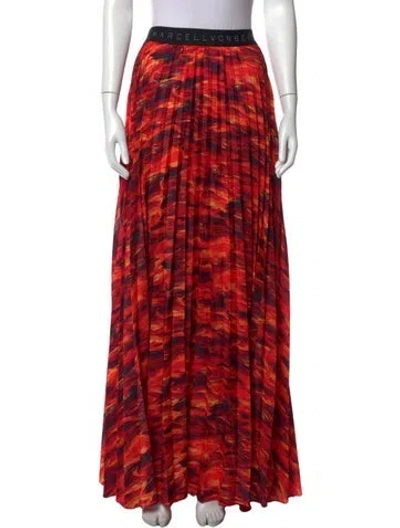 Pre-owned Marcell Von Berlin Printed Long Skirt In Red