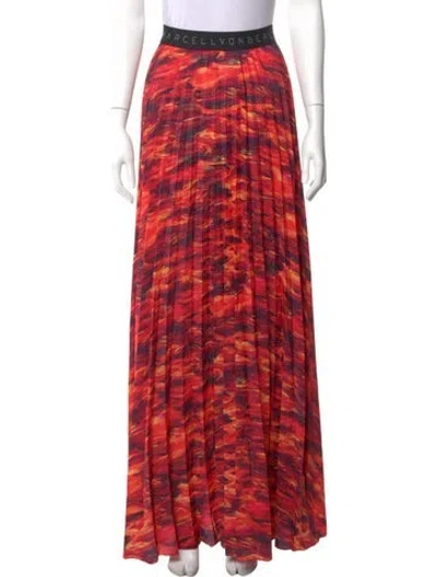 Pre-owned Marcell Von Berlin Printed Long Skirt W/ Tags In Red