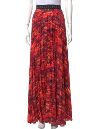 Pre-owned Marcell Von Berlin Printed Long Skirt W/ Tags In Red