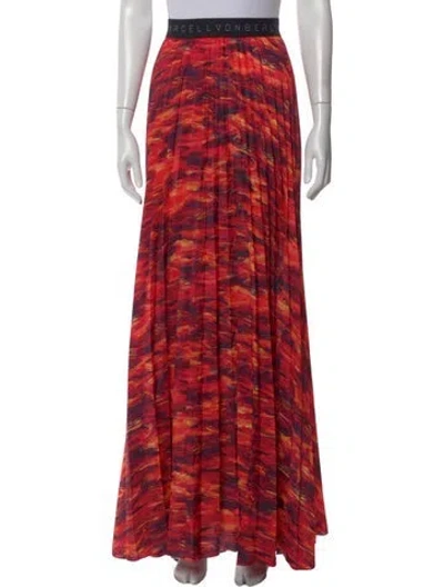 Pre-owned Marcell Von Berlin Printed Long Skirt W/ Tags In Red