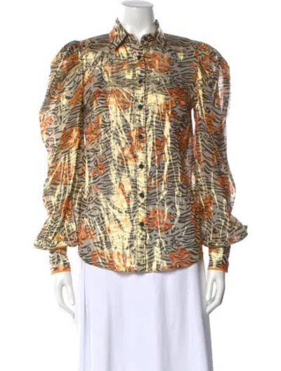 Pre-owned Marcell Von Berlin Printed Long Sleeve Button-up Top In Multi