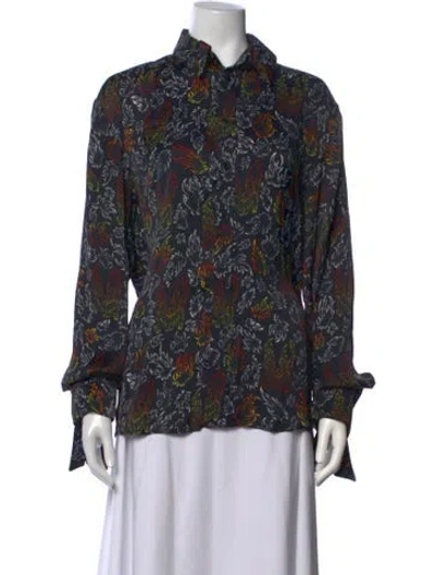 Pre-owned Marcell Von Berlin Printed Long Sleeve Top In Blue