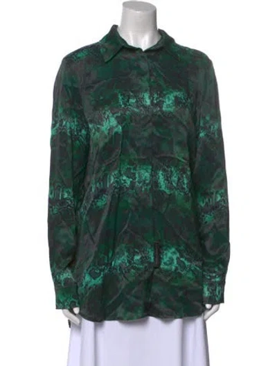 Pre-owned Marcell Von Berlin Printed Long Sleeve Tunic W/ Tags In Green