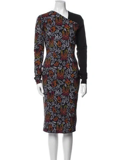 Pre-owned Marcell Von Berlin Printed Midi Length Dress In Black