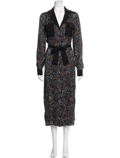 Pre-owned Marcell Von Berlin Printed Midi Length Dress In Black
