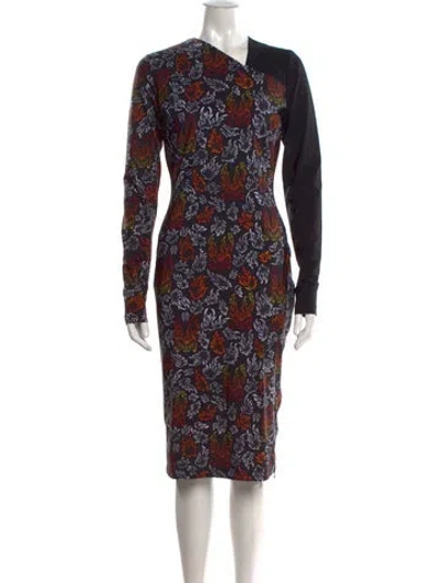 Pre-owned Marcell Von Berlin Printed Midi Length Dress In Black
