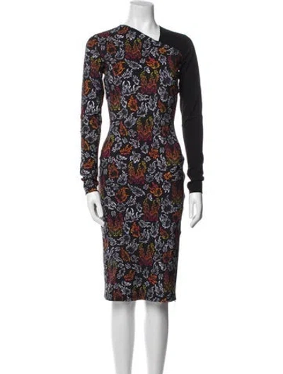 Pre-owned Marcell Von Berlin Printed Midi Length Dress W/ Tags In Black