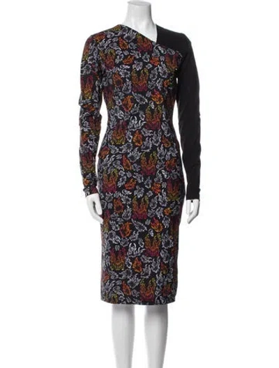 Pre-owned Marcell Von Berlin Printed Midi Length Dress W/ Tags In Black