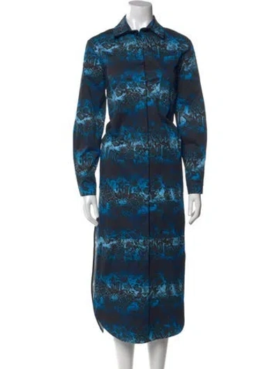Pre-owned Marcell Von Berlin Printed Midi Length Dress W/ Tags In Blue