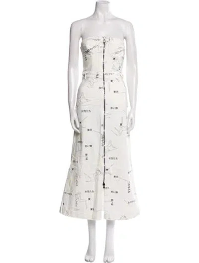 Pre-owned Marcell Von Berlin Printed Midi Length Dress W/ Tags In White