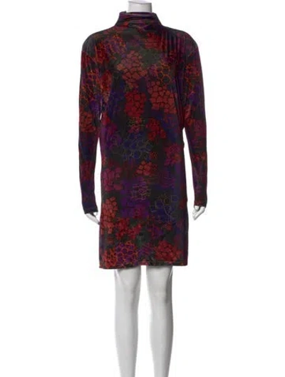 Pre-owned Marcell Von Berlin Printed Mini Dress In Burgundy