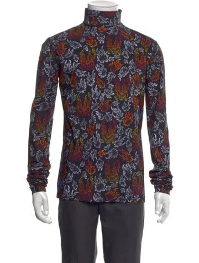 Pre-owned Marcell Von Berlin Printed Mock Neck Henley W/ Tags In Black