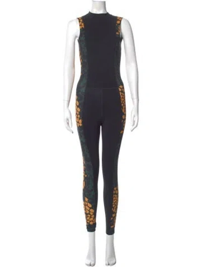 Pre-owned Marcell Von Berlin Printed Mock Neck Jumpsuit In Gray