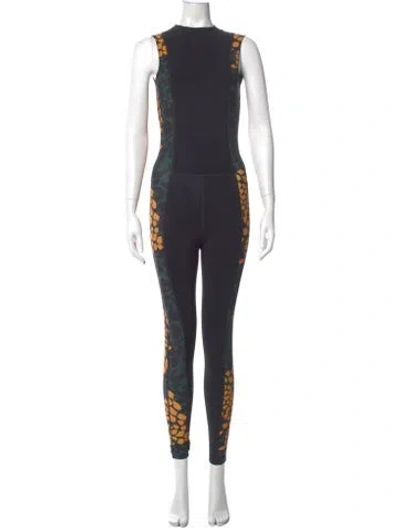 Pre-owned Marcell Von Berlin Printed Mock Neck Jumpsuit In Gray