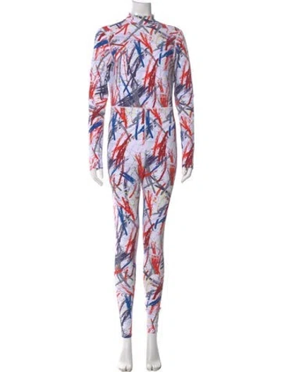 Pre-owned Marcell Von Berlin Printed Mock Neck Jumpsuit In Multi