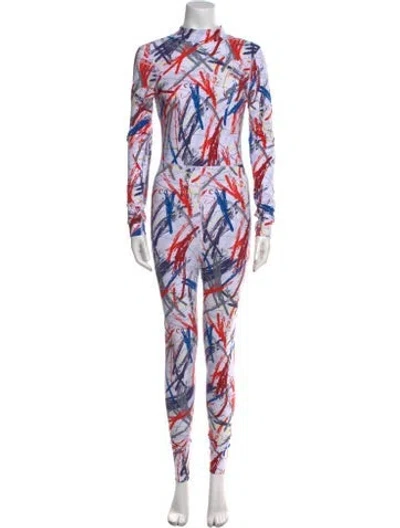 Pre-owned Marcell Von Berlin Printed Mock Neck Jumpsuit W/ Tags In Multi