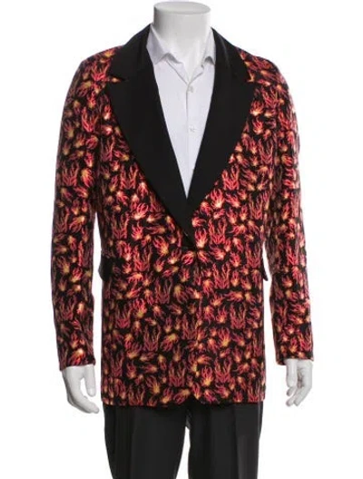 Pre-owned Marcell Von Berlin Printed Moto Jacket W/ Tags In Red