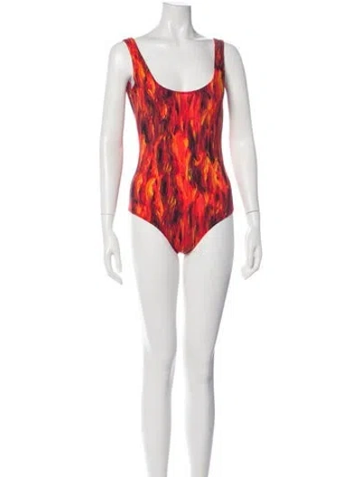 Pre-owned Marcell Von Berlin Printed One-piece In Red