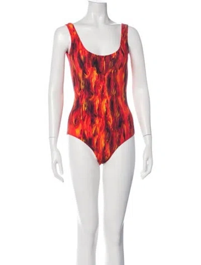 Pre-owned Marcell Von Berlin Printed One-piece In Red