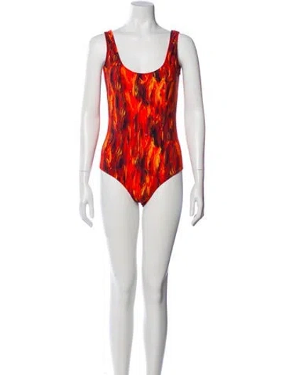 Pre-owned Marcell Von Berlin Printed One-piece W/ Tags In Red