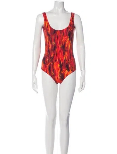 Pre-owned Marcell Von Berlin Printed One-piece W/ Tags In Red