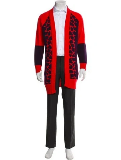 Pre-owned Marcell Von Berlin Printed Open Front Cardigan In Red