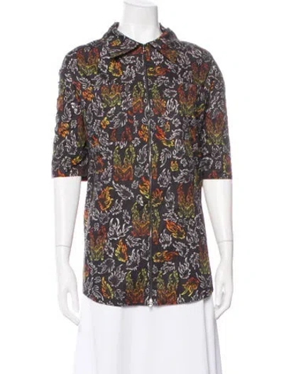 Pre-owned Marcell Von Berlin Printed Short Sleeve Top In Gray