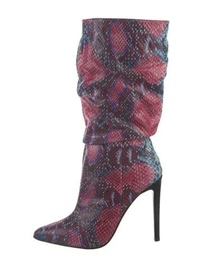 Pre-owned Marcell Von Berlin Printed Slouch Boots In Burgundy