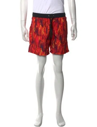 Pre-owned Marcell Von Berlin Printed Swim Trunks In Red