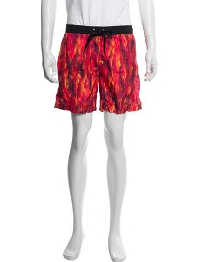 Pre-owned Marcell Von Berlin Printed Swim Trunks W/ Tags In Red
