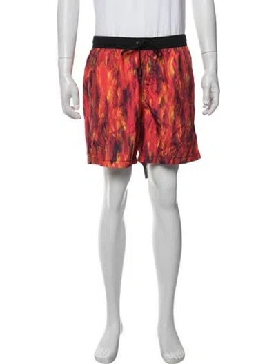 Pre-owned Marcell Von Berlin Printed Swim Trunks W/ Tags In Red