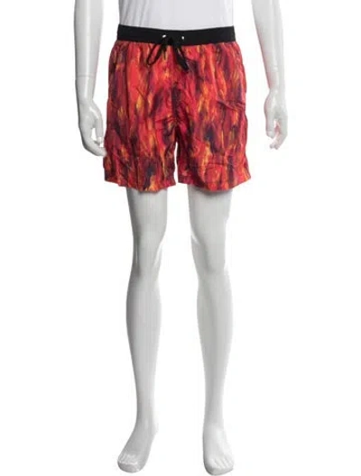Pre-owned Marcell Von Berlin Printed Swim Trunks W/ Tags In Red