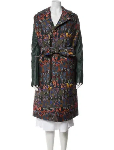 Pre-owned Marcell Von Berlin Printed Trench Coat W/ Tags In Green