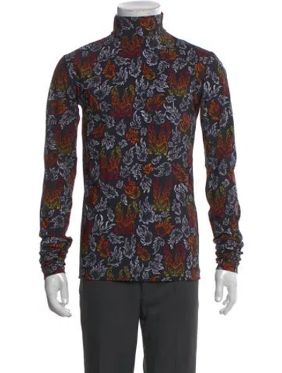 Pre-owned Marcell Von Berlin Printed Turtleneck Henley W/ Tags In Multi