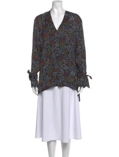 Pre-owned Marcell Von Berlin Printed V-neck Blouse In Multi