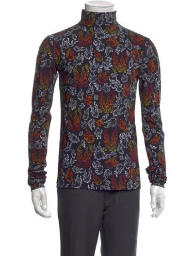 Pre-owned Marcell Von Berlin Printed V-neck Polo Shirt W/ Tags In Blue