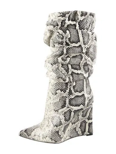 Pre-owned Marcell Von Berlin Python Animal Print Boots In Green