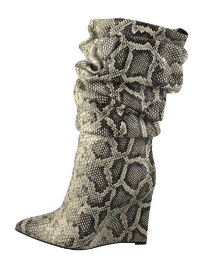 Pre-owned Marcell Von Berlin Python Animal Print Boots In Neutral