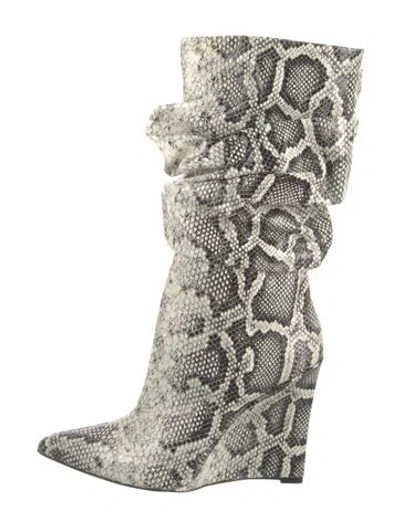 Pre-owned Marcell Von Berlin Python Animal Print Boots In White