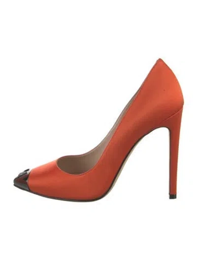 Pre-owned Marcell Von Berlin Satin Colorblock Pattern Pumps In Orange