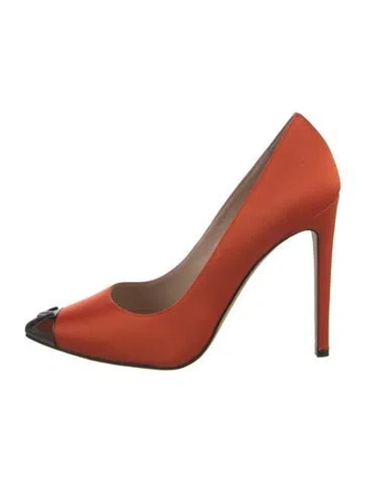 Pre-owned Marcell Von Berlin Satin Colorblock Pattern Pumps In Orange